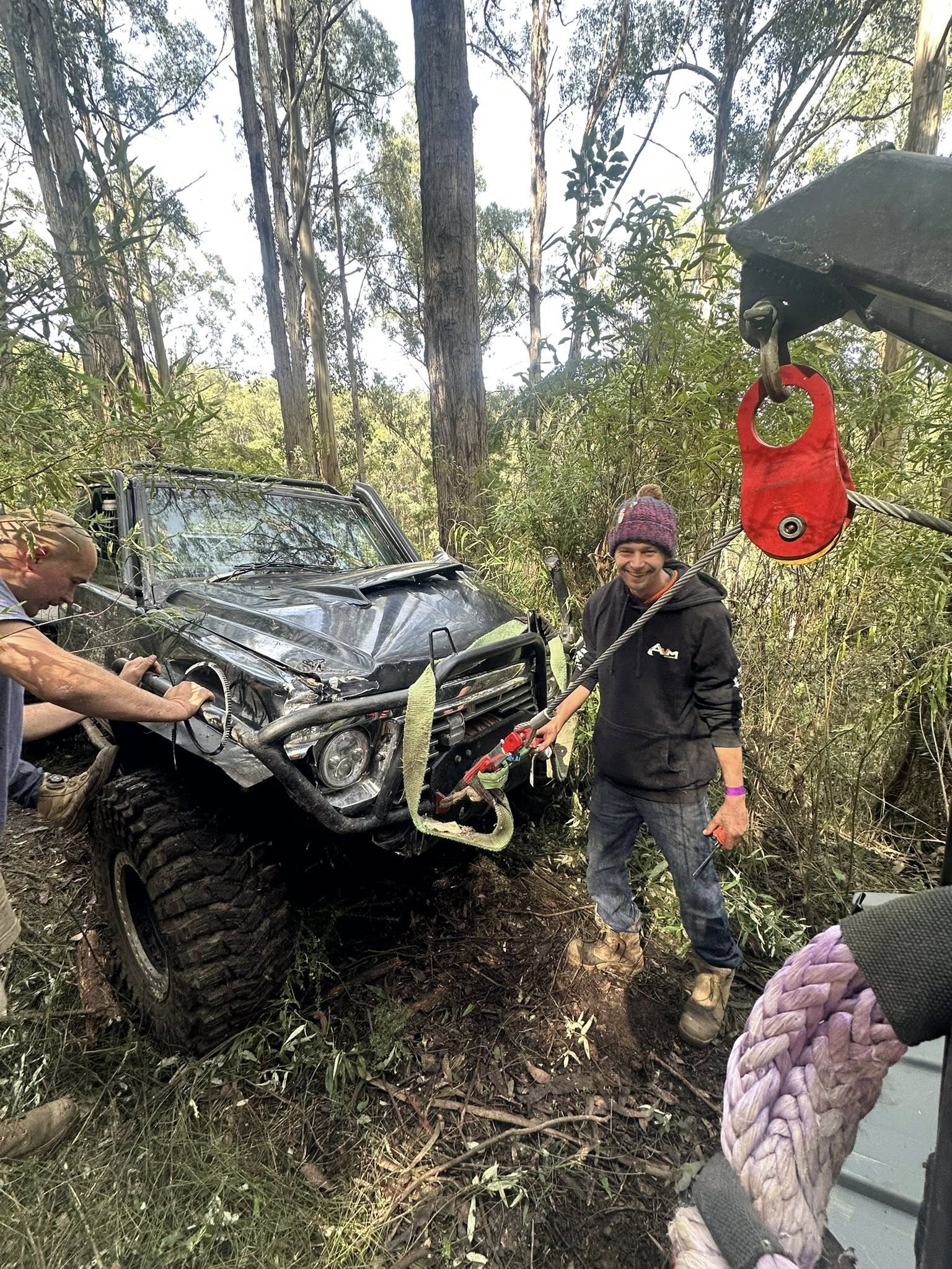 Recovery gear and rope setup